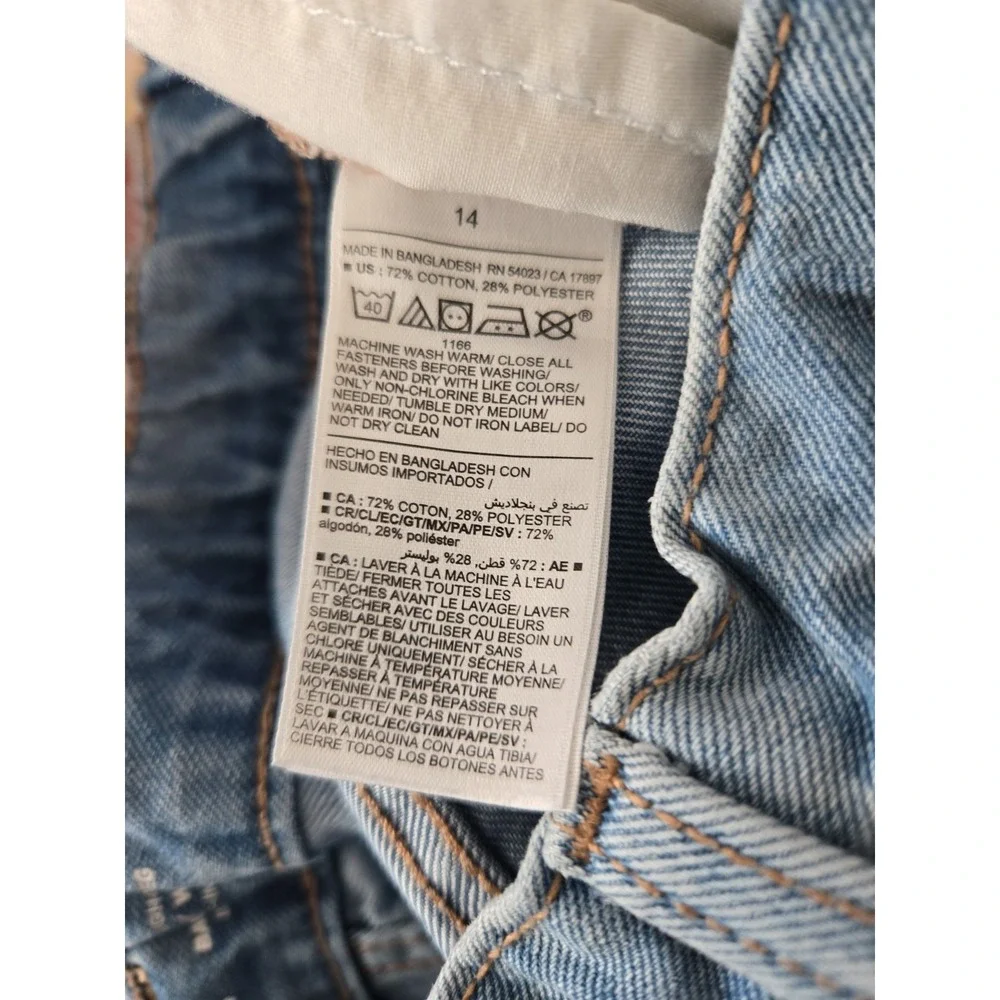 Old Navy Girls 14 High-Rise Baggy Wide-Leg Dark Wash Blue Denim Jeans Pockets